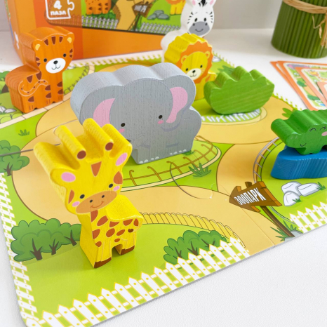 Деревянная настольная игра-пазл с карточками Зоопарк Logosvit