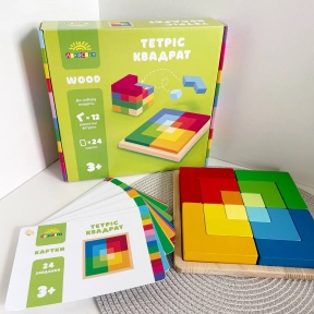 Дитяча розвиваюча гра з картками завданнями Тетріс Квадрат Logosvit
