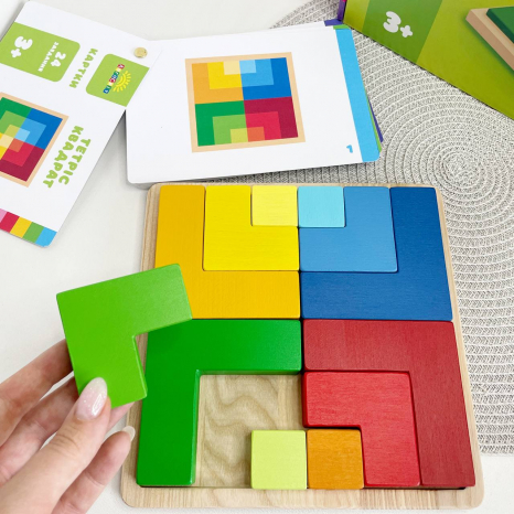 Дитяча розвиваюча гра з картками завданнями Тетріс Квадрат Logosvit