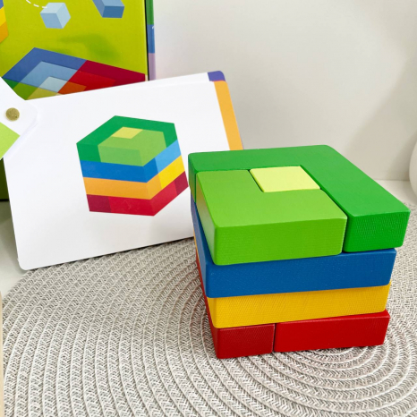 Дитяча розвиваюча гра з картками завданнями Тетріс Квадрат Logosvit