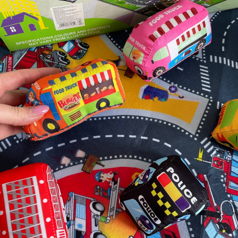 Фетровий дитячий килимок з м'якими машинками Транспорт