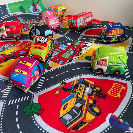 Фетровий дитячий килимок з м'якими машинками Транспорт