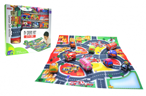 Фетровий дитячий килимок з м'якими машинками Транспорт