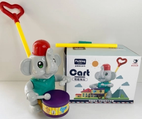 Пластмасова каталка на ручці Слоненятко з барабаном 0356-2