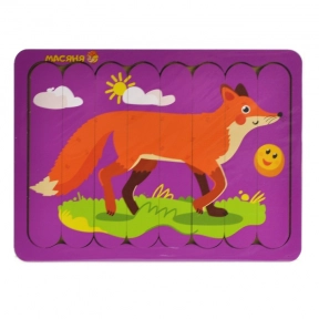 Дерев'яний пазл - вкладка з паличок Лисичка