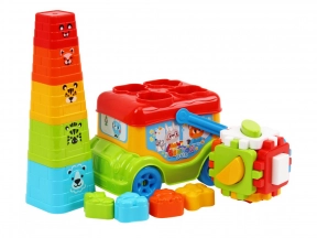 Набор для сортировки Автобус 0389 Технок: сортер, куб, пирамидка