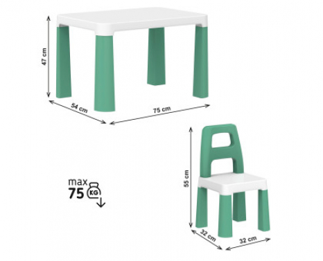 Стіл дитячий з двома стільцями ментоловий ТЕХНОК 0440