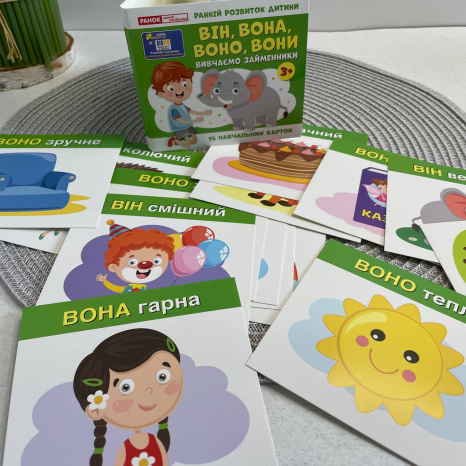 Вивчаємо займенники ВІН,ВОНА, ВОНО, ВОНИ; навчальні картки 0912-3