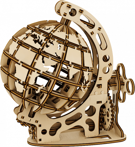 Механическая деревянная модель "Глобус маленький" от Mr. Playwood. 10203