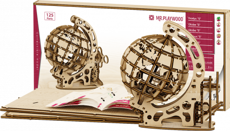 Механическая деревянная модель "Глобус маленький" от Mr. Playwood. 10203