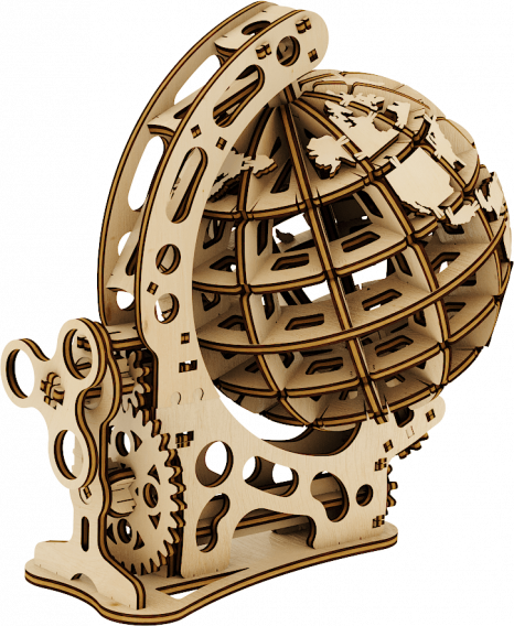 Механическая деревянная модель "Глобус маленький" от Mr. Playwood. 10203