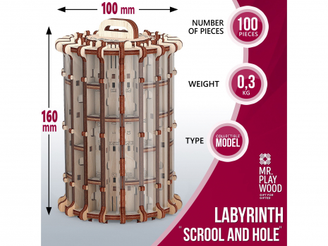 Дерев'яний конструктор Лабіринт Scroll & hole 100 ел Mr.Playwood (10701)