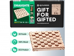 Дерев'яний конструктор Шашки механічна дерев'яна 3D-модель Mr. Playwood 10902