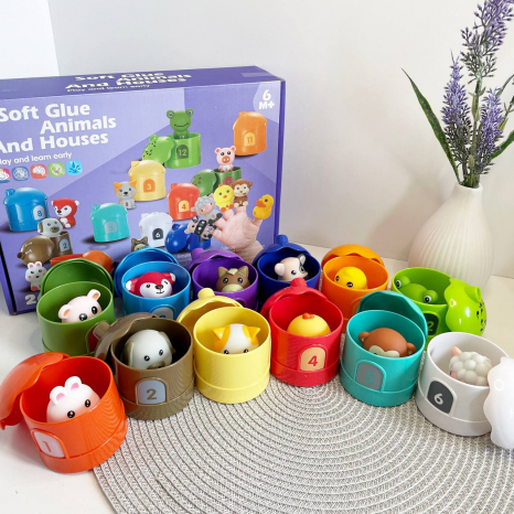 Розвиваюча гра колірленд “Тваринки”, 12 будиночків, ляльковий театр, сортер, вивчаємо цифри 1144