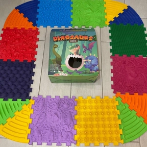 Коврик массажный Ортек Пазлы Динозавры 8 квадратных элементов + 8 треугольников