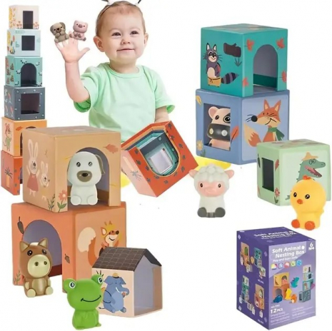 Розвиваючий сортер 6 тваринок, 6 кубиків, пальчиковий театр 1194