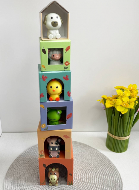 Розвиваючий сортер 6 тваринок, 6 кубиків, пальчиковий театр 1194