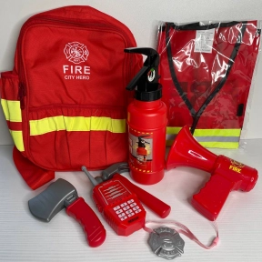 Іграшковий набір пожежника  на батарейках, звук, пожежний жилет, рація, пожежний вогнегасник, аксесуари, в сітці 12 F 3