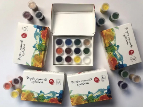 Фарба Гуаш Тетрада 12 кольорів художня 20 см3 арт 12064