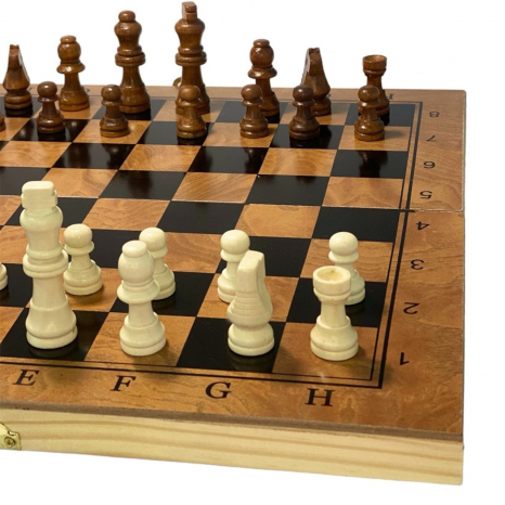 Настільна дерев'яна гра 3 в 1 шахи, шашки та нарди G29 дошка 29х29 см