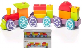 Дерев'яний поїзд Веселковий експрес Кубика Cubika LP-3 Левеня 12923