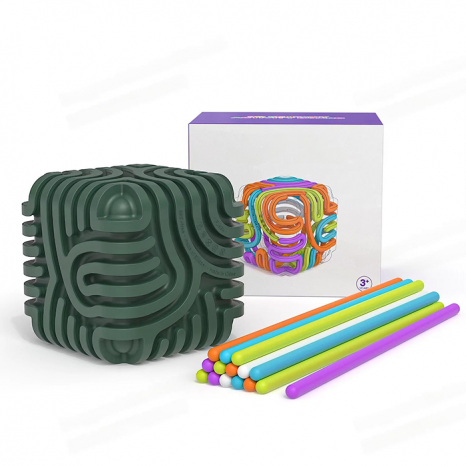 Сенсорний куб - антистрес 3D для розвитку моторики з гумками