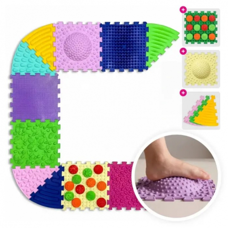 Массажный коврик «Ортек Мульти Микс» 8 эл. + 6 треугольников + Полусфера в подарок