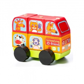 Деревянная машинка - пирамидка Веселі звірі Cubika LM-10