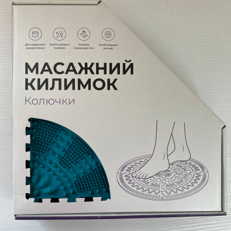 Килимок масажний Ortek Колючки 4 сектора бірюзовий