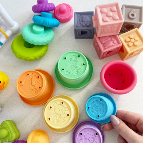 Набор для развития пальчиковый театр, резиновые пирамидки, пирамидка из чашечек, тактильные кубики,