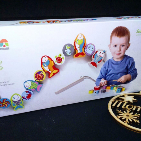 Дерев'яна іграшка Шнурівка Рибки Cubika (Левеня) 13647