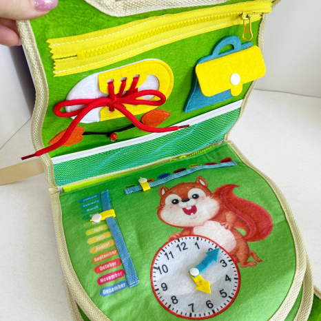 Розвиваюча логічна Папка - рюкзак бізіборд  фетрові елементи англійська абетка 1368