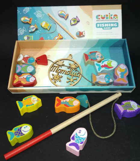 Дерев'яна іграшка Магнітна риболовля з 2-ма вудками Cubika (Левеня) 13739
