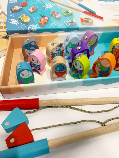 Дерев'яна іграшка Магнітна риболовля з 2-ма вудками Cubika (Левеня) 13739