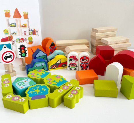 Дерев'яний конструктор Містечко для хлопчиків Cubika (Левеня) 13913