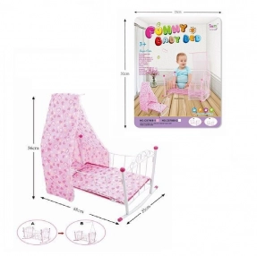 Металеве ліжечко для ляльки із балдахіном