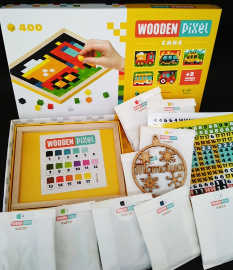 Дерев'яна піксельна мозаїка Транспорт, Машини Кубика / Wooden Pixel 4 Cars Cubika 14903