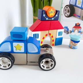 Деревянный конструктор строительные блоки со свето-музыкальными эффектами Отдел полиции ТМ Top Br