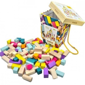 Деревянный конструктор Городок в ведре 100 деталей Cubika 15184