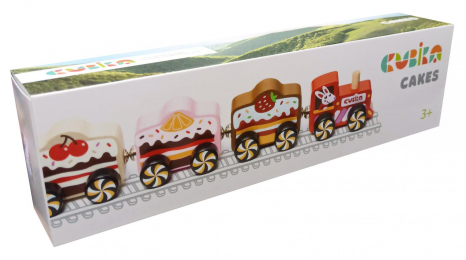 Дерев'яна іграшка Поїзд - тістечко (Сakes) Cubika (Левеня) 15382