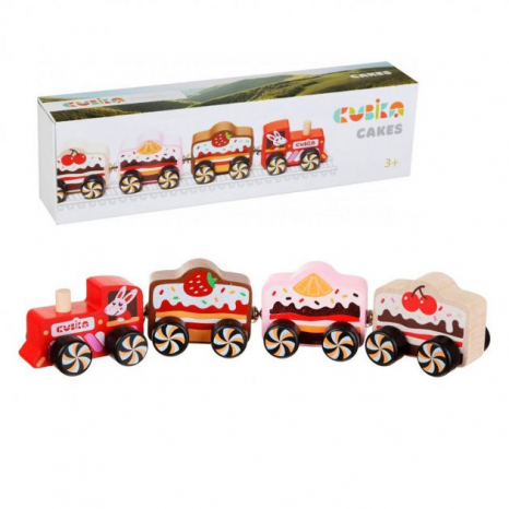 Дерев'яна іграшка Поїзд - тістечко (Сakes) Cubika (Левеня) 15382