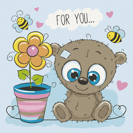 Дитяча картина за номерами Ведмедик з квіточкою Art Craft 15513-AC 30х30 см