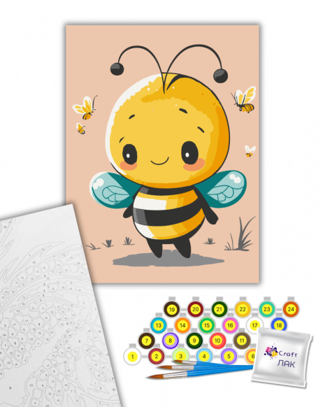 Дитяча картина за номерами "Маленька бджілка" Art Craft 15587-AC 30х40 см