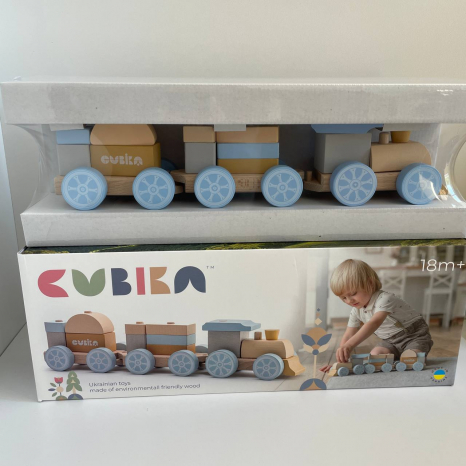 Дерев'яна іграшка Веселковий експрес потяг LP-8 Cubika 15900