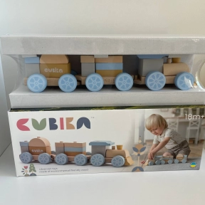 Дерев'яна іграшка Веселковий експрес потяг LP-8 Cubika 15900