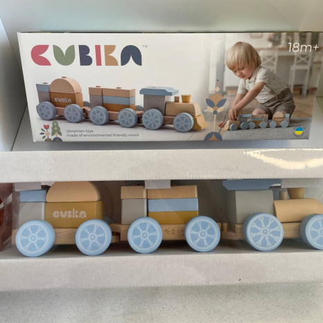 Дерев'яна іграшка Веселковий експрес потяг LP-8 Cubika 15900