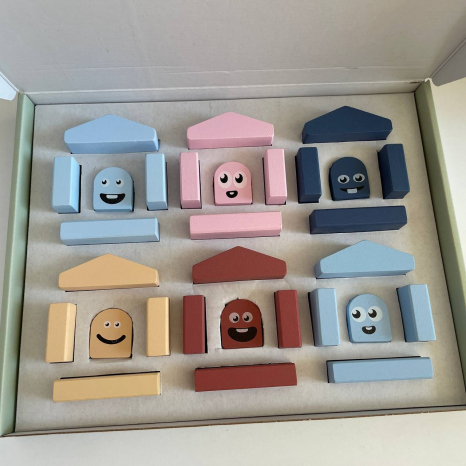 Деревянный конструктор "Цветные домики" 2 Cubika 15962