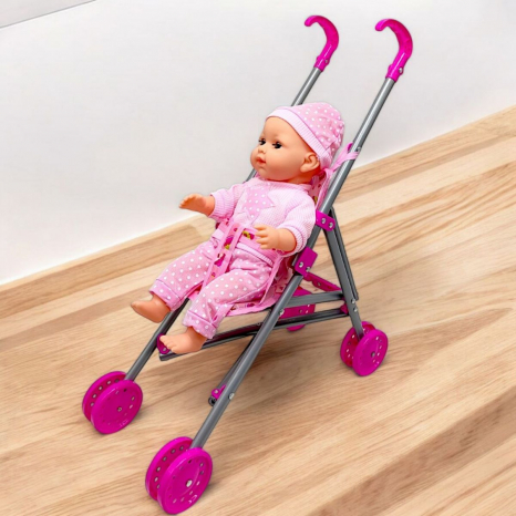 Пупс з коляскою розмір  35 см 15999