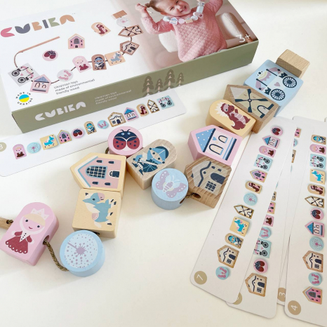 Дерев'яна іграшка шнурівка Казкова 2 Cubika 16013