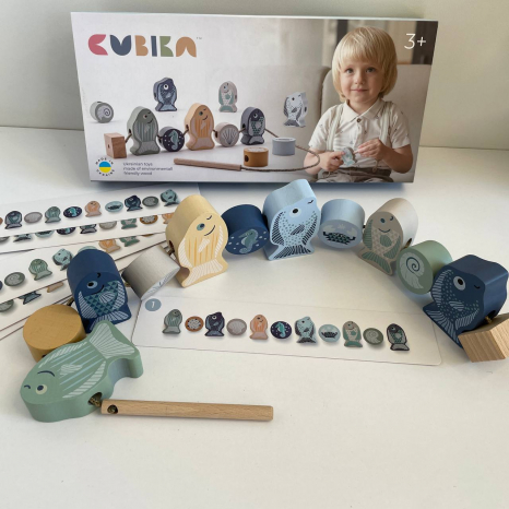 Дерев'яна шнурівка Рибки-силянки 2 Cubika 16020